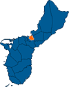 Guam Map with the village of Mongmong-Toto-Maite highlighted
