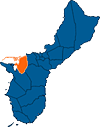 Guam Map with the village of Piti highlighted
