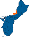 Guam Map with the village of Tamuning-Tumon-Harmon highlighted