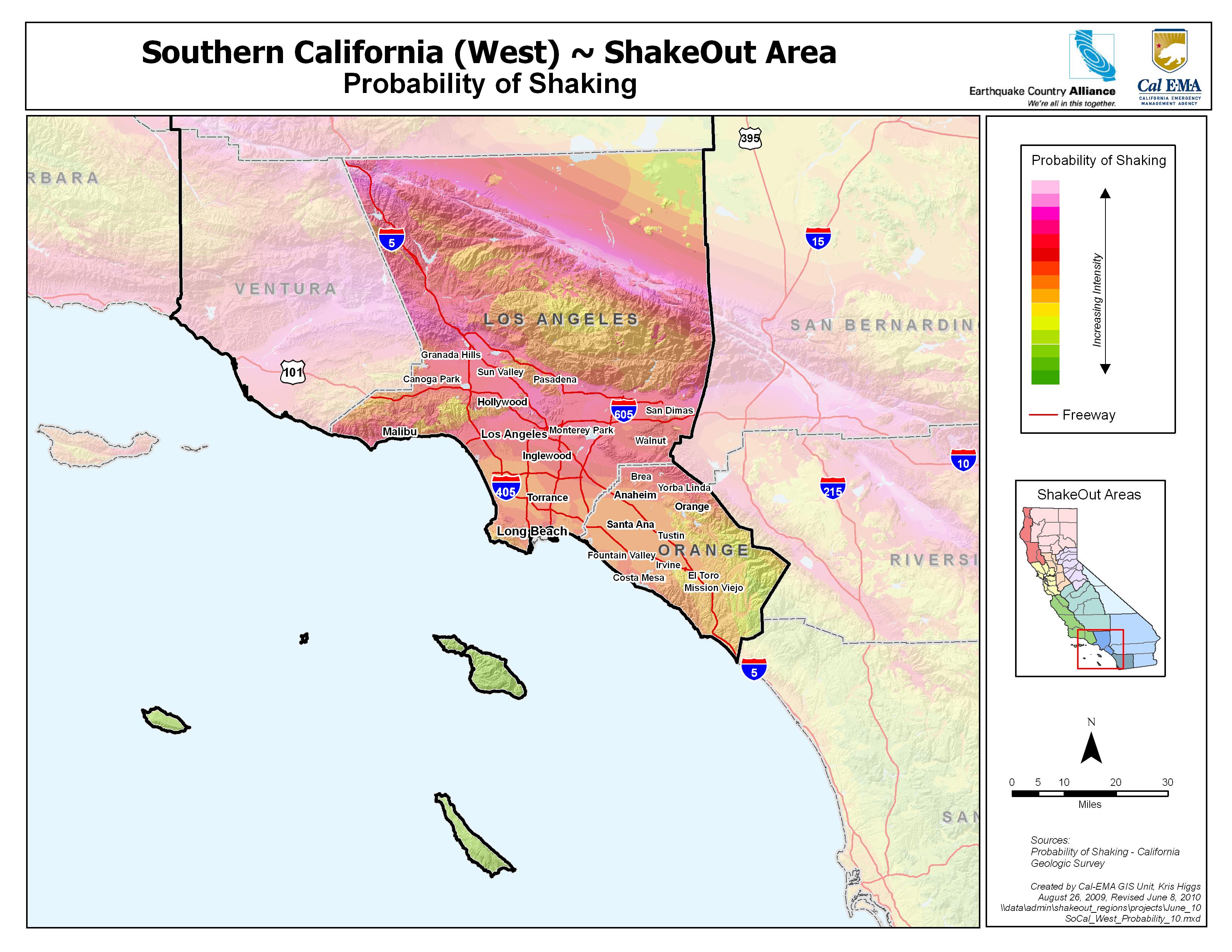 Southern California Earthquake Map Great Shakeout Earthquake Drills - Southern California (West) Area