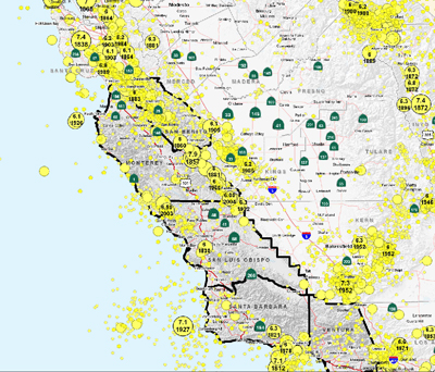  Central Coast Area Epicenters and Faults