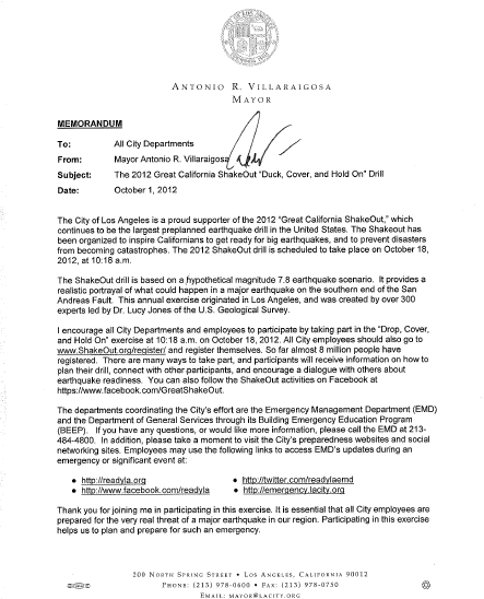 LA Mayor Letter