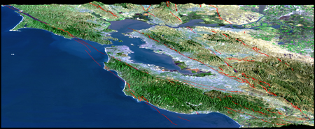 Bay Area Fault Map (looking North)