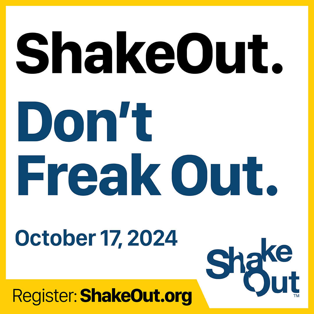 Don't Freak Out ShakeOut promotional graphic.