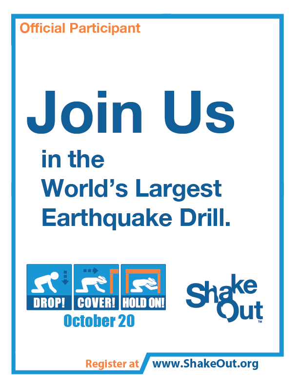 The Great Washington ShakeOut - Join us in the world's largest earthquake drill - October 20 Drop Cover Hold